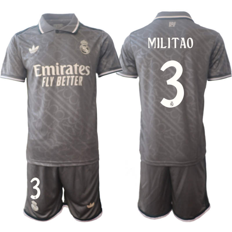 Men 2024-2025 Club Real Madrid away Grey #3 Soccer Jersey->real madrid jersey->Soccer Club Jersey